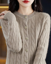 Mink Cashmere Cable Knit Cardigan