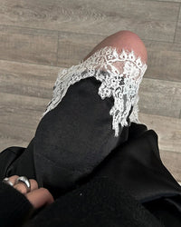 Satin And Lace-Paneled A-Line Midi Skirt