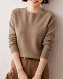 Cashmere Knitted Long-Sleeved Crew Neck Sweater