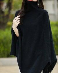 Wool Shawl-Style Mid-Length Sleeveless Pullover