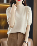 Merino Wool Mock Neck Knit Top