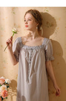 Palace Style Short Sleeve Cotton Pajama Dress