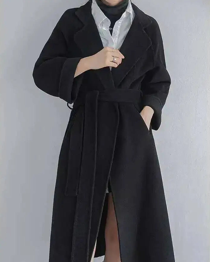 Relaxed Belted Wool Blend Coat
