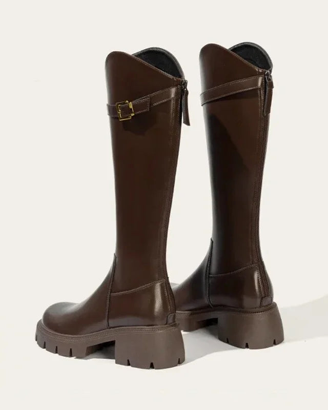 Fur-Lined Knee-High Riding Boots