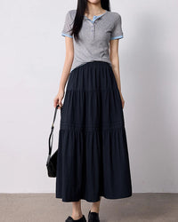 Layered A-Line Midi Cake Skirt