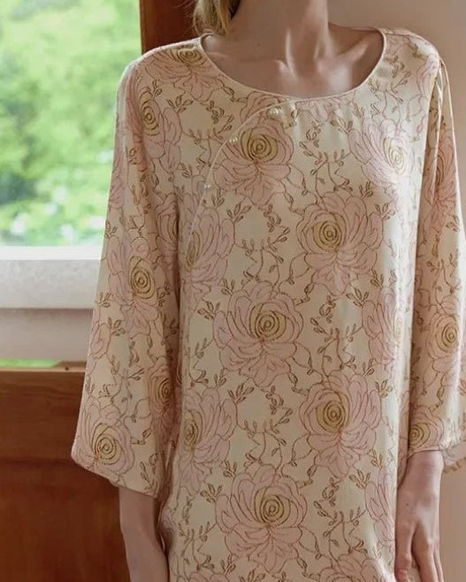 Chinese Style Retro Flower Print Sleepdress