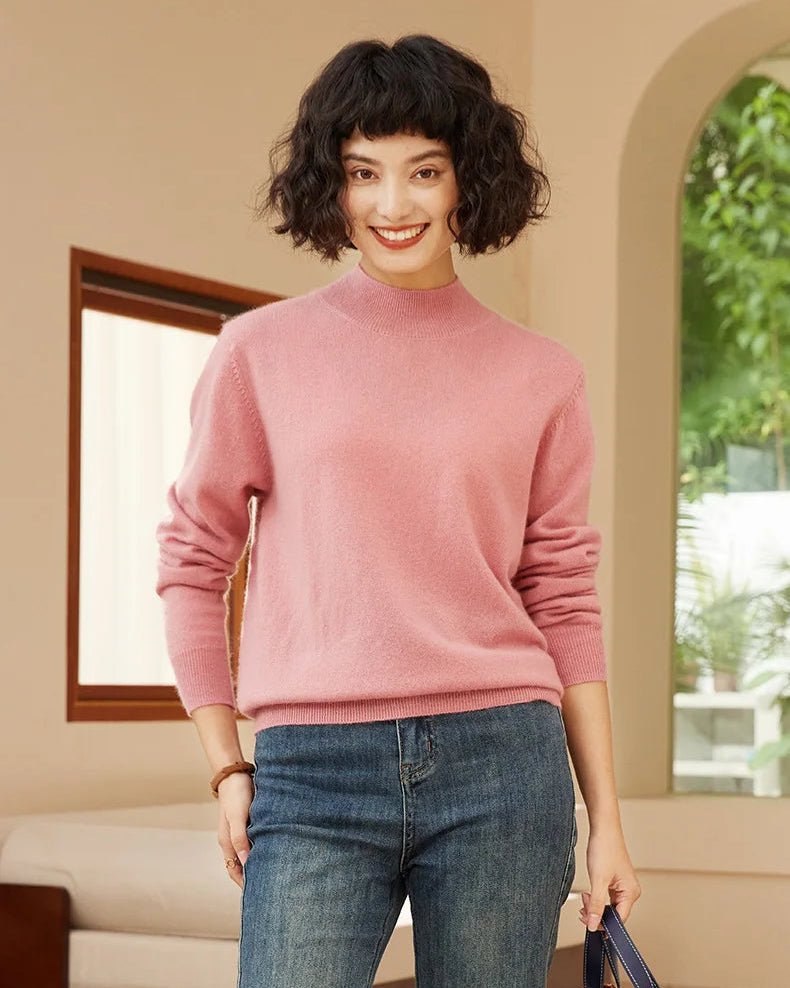 Cashmere Mock Neck Knitted Sweater