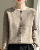 Merino Wool O-Neck Button Cardigan