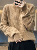 Half High Neck Cashmere Wool Knit Pullover
