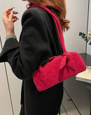 Faux Suede Bowling Shoulder Bag