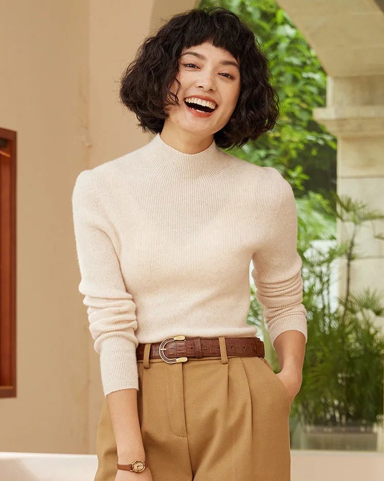 Cashmere Turtleneck Pullover Slim-Fit Knit Sweater
