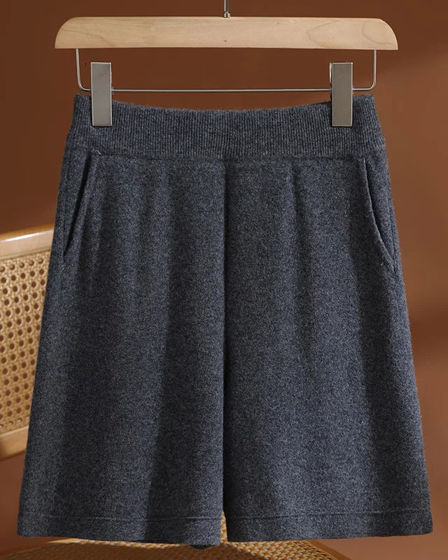 Merino Wool High-Waist Knit Shorts