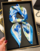 Floral Print Satin Square Scarf