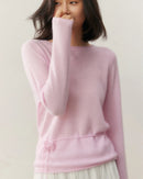 Cashmere Rolled-Up Round Neck Loose Sweater