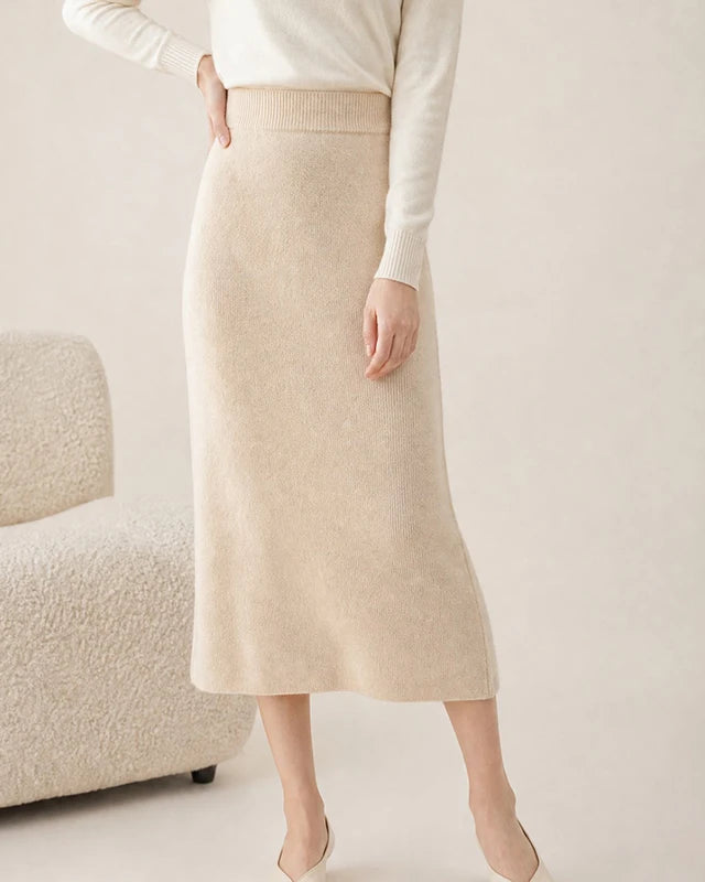 Cashmere A-Line Midi Skirt