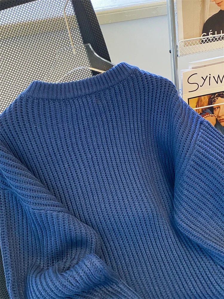 Round-Neck Oversized Knitted Pullover