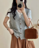 V-Neck Button Knit Sweater Vest