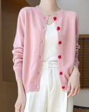 Merino Wool Half-High Collar Loose Knit Cardigan