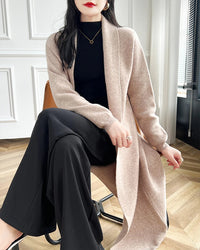 Loose-Fitting Long Wool Cardigan Sweater