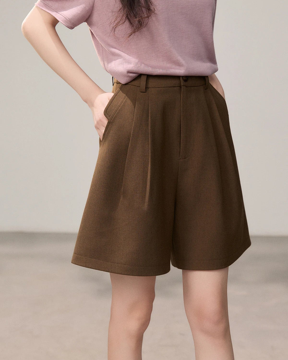High-Waisted A-Line Straight Leg Shorts