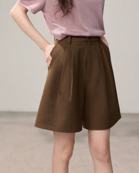 High-Waisted A-Line Straight Leg Shorts