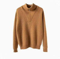 Gentle Herd Lapel Zipper Cashmere Pullover