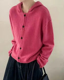 Single-Breasted Cashmere Hooded Cardigan