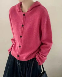 Single-Breasted Cashmere Hooded Cardigan