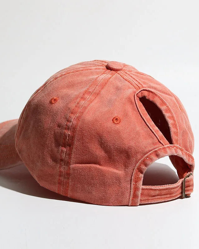 Washed-Ponytail Outdoor Sport Cap