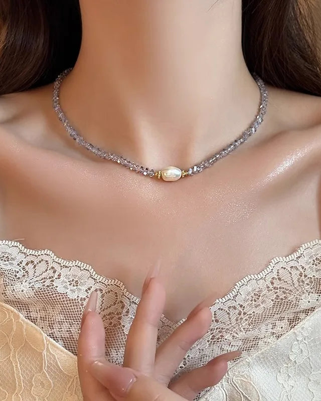 Pearl & Crystal Beaded Chain Necklace