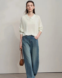 Versatile Collared Loose Pullover Sweater