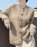 Thick Merino Wool Crewneck Cardigan