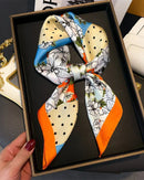 Printed Satin Square Neckerchief Scarf