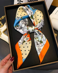 Printed Satin Square Neckerchief Scarf