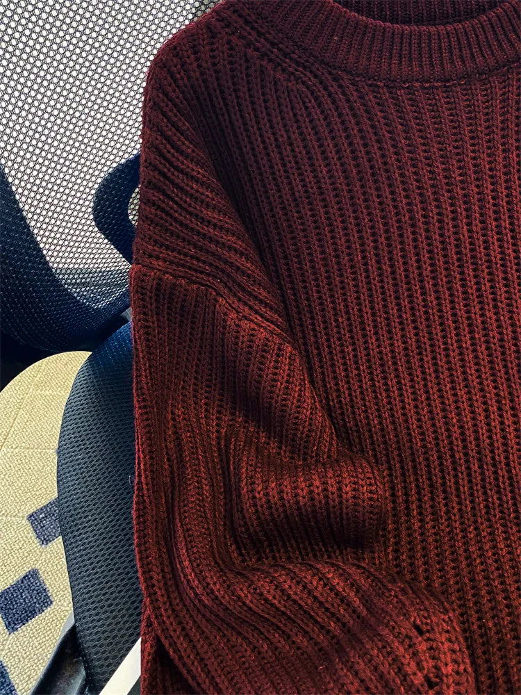 Round-Neck Oversized Knitted Pullover