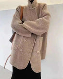 Double Breasted Oversized Short Wool Coat