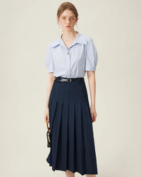 New Belted Elegant Pleated Maxi Skirt