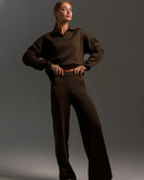 Polo Neck Sweater & Wide Leg Pants Set