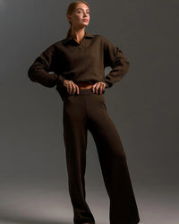 Polo Neck Sweater & Wide Leg Pants Set