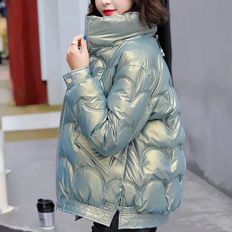 Stand Collar Quilted-Shell Parka