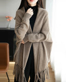 Wool Loose Long-Sleeved Tassel Shawl