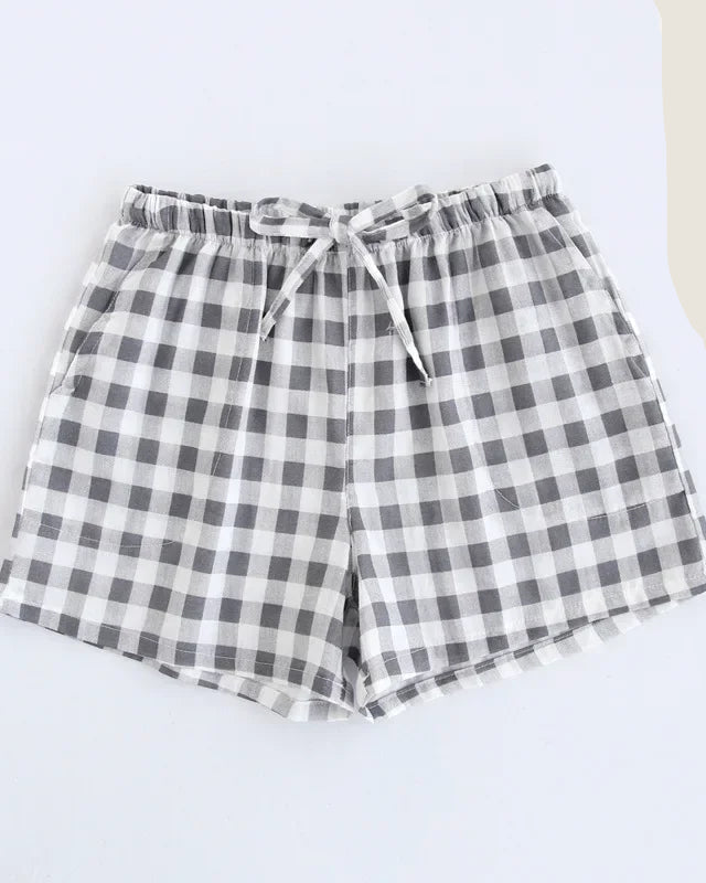 Cotton Plaid Sleep Shorts