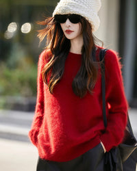 Loose-Fit Crewneck Pullover Sweater