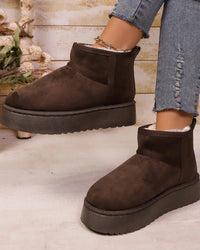 Flannel Slip-On Snow Ankle Boots