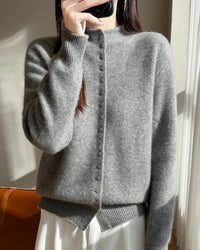 Mock Neck Merino Wool Cardigan