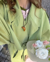 Relaxed Lapel Belted Trench Coat