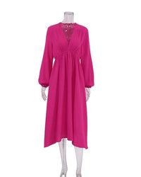 Elegant Long-Sleeved V-Neck Party Beach Dress