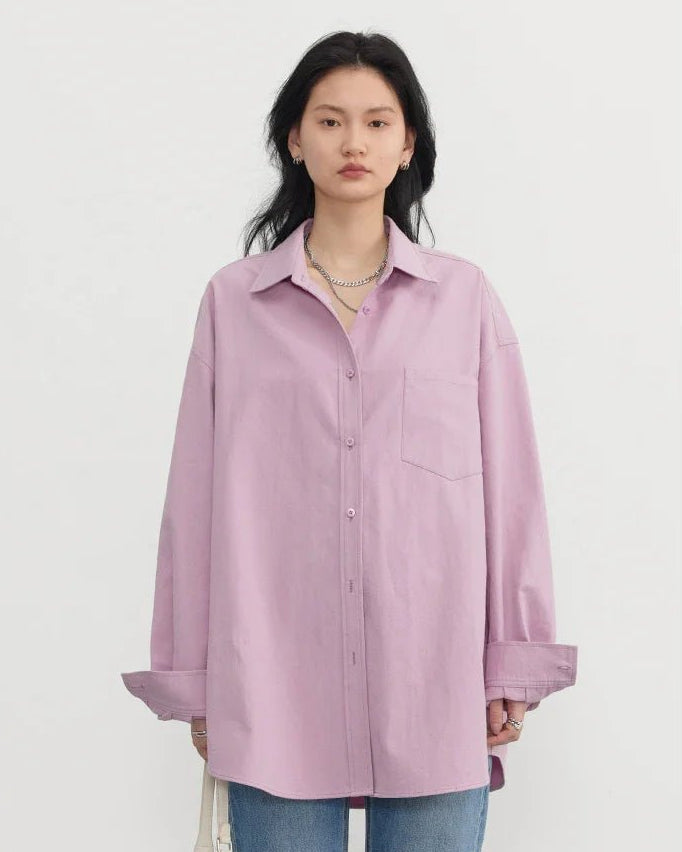 Oversized Long-sleeved Cotton Shirt