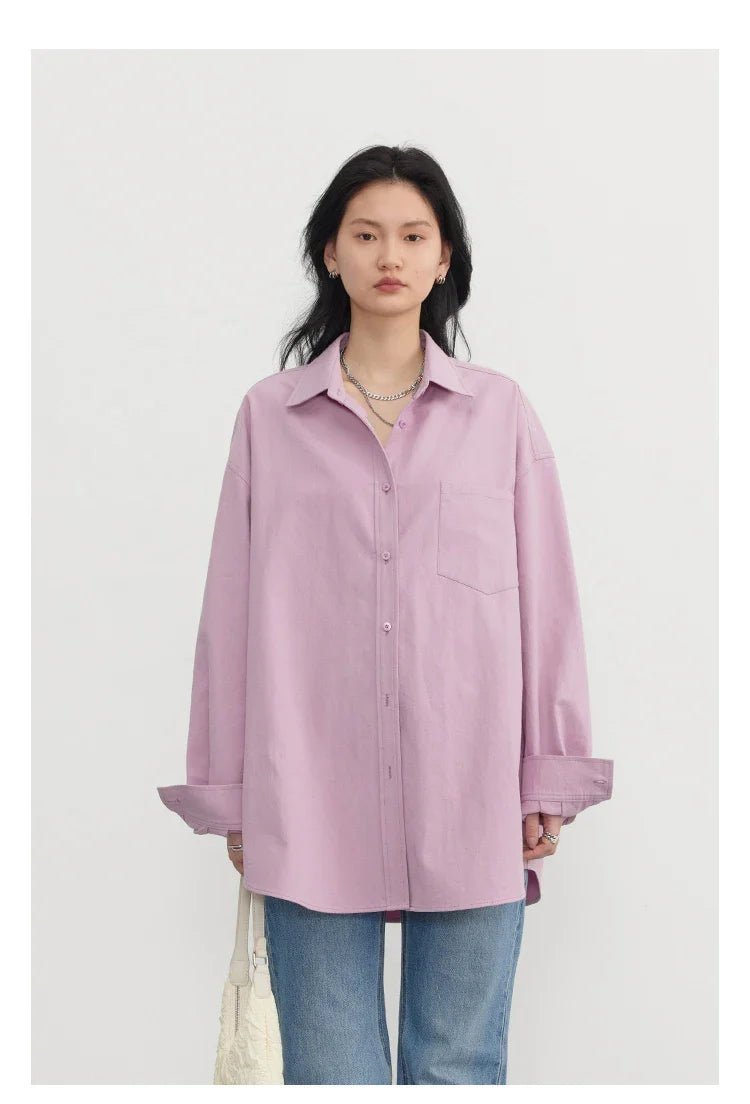 Oversized Long-sleeved Cotton Shirt
