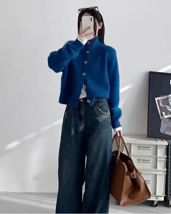 Pure Cashmere Solid Loose Thick Knit Cardigan Coat